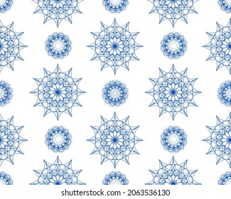 Rectangular border with mosaic geometric ornament. Lace element, European ornament. Abstract background for design of fabric, textile, wallpaper, ceramic tiles.
Vector illustration
