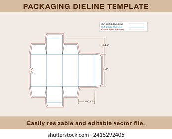 Rectangular Box, Box Dieline Template, Editable Vector File.