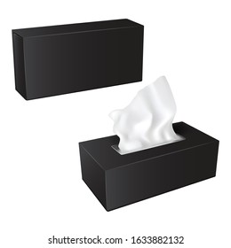 Rectangular box with Paper Napkins. Realistic vector mockup packaging set for your design