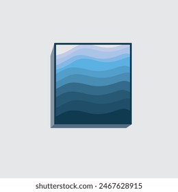 rectangular box in shades of light to dark blue