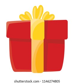 Rectangular box wrapped in a ribbon, denoting gift box icon