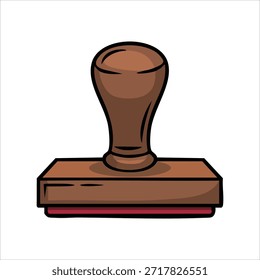 Bloque de sello de madera marrón rectangular para imprimir Ilustración vectorial aislada sobre fondo blanco
