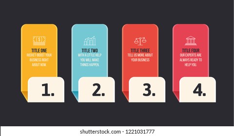 Rectangular business infographic template. Data visualization with space for your inforamtion. Four option or step template for your presentation. Concept for corporate inforgraphics.