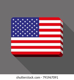 Rectangular button flag USA.