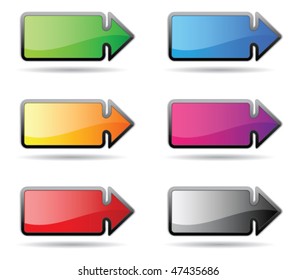 Rectangular button in the form of a pointer