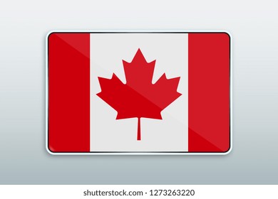 Rectangular button with national flag of Canada. Icon for language bar.