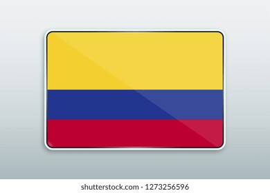 Rectangular button with national flag of Colombia. Icon for language bar.