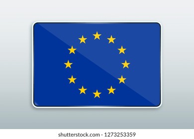 Rectangular button with national flag of European Union. Icon for language bar.