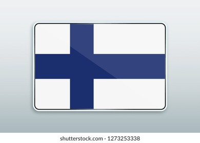 Rectangular button with national flag of Finland. Icon for language bar.