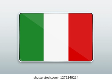 Rectangular button with national flag of Italy. Icon for language bar.