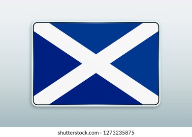 Rectangular button with national flag of Scotland. Icon for language bar.