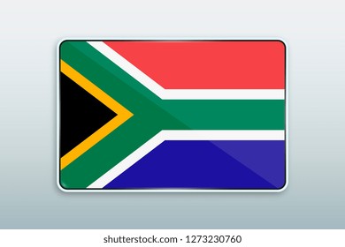 Rectangular button with national flag of South Africa. Icon for language bar.