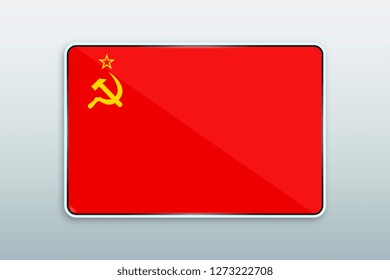 Rectangular button with national flag of USSR. Icon for language bar.