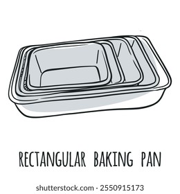 Rectangular Cake Pan Isolated Vector Hand Drawn