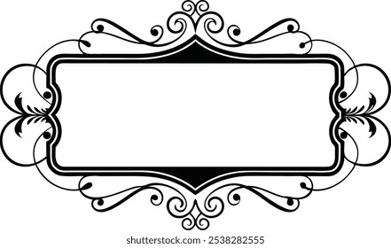 rectangular calligraphic frame vector silhouette 