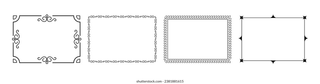 Rectangular calligraphic frames set in black colour	