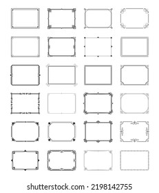 Rectangular Calligraphic Ornamental Frames Set Flat Vector