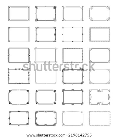 Rectangular Calligraphic Ornamental Frames Set Flat Vector Stock photo © 