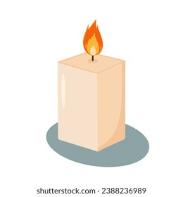 Rectangular candle illustration. Icon for relax, spa and aromatherapy. Hand drawn style.