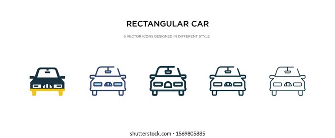 rectangular car front icon in different style vector illustration. two colored and black rectangular car front vector icons designed in filled, outline, line and stroke style can be used for web,