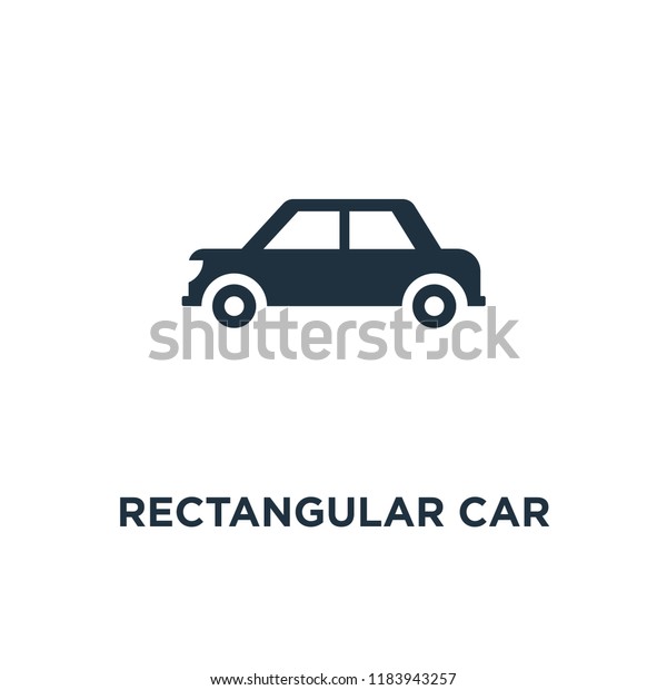 Rectangular Car icon. Black filled vector\
illustration. Rectangular Car symbol on white background. Can be\
used in web and\
mobile.