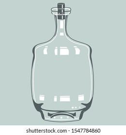 rectangular carafe with cork for wine, water and other soft drinks, monochrome illustration in vintage style - Powered by Shutterstock - Get 15% off with code: PIKWIZARD15