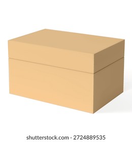 Ícone retangular de caixa de papelão com uma tampa fechada sobre um fundo isolado. Contêiner para armazenamento, entrega, embalagem e presente. Montagem de marca. Ilustração realista de vetor. Plano de fundo isolado.