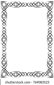 Rectangular celtic black frame on white background.