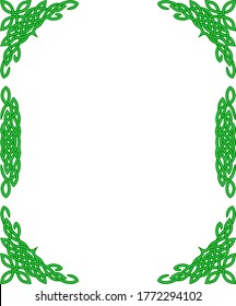 Rectangular Celtic green frame with traditional weaving.