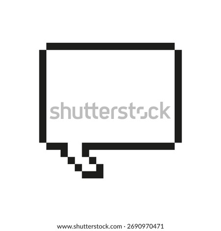Rectangular Chat Box Outline Icon. Pixel Art Symbol of Messaging Interface Balloon. Isolated Vector Illustration.