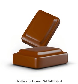 Rectangular chocolate candies. Small chocolate bars. Appetizing cocoa sweets