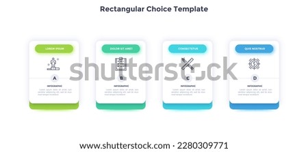 Rectangular choice template for business management performance infographic template chart design. Company development infochart with thin line icons. Instructional graphics with 4 steps for banners