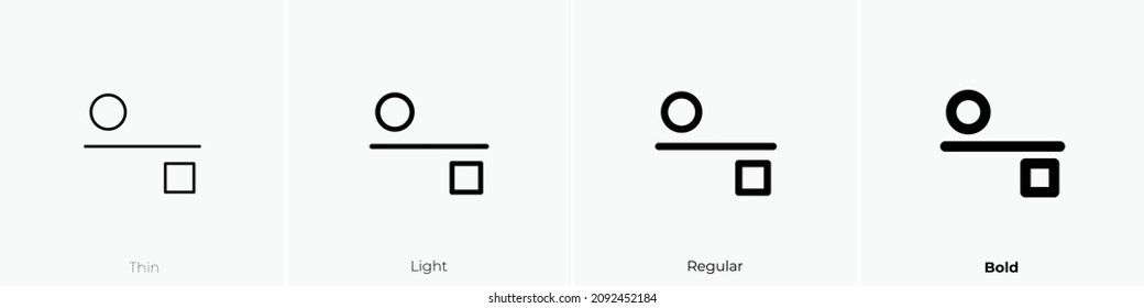 rectangular circular separation icon. Thin, Light Regular And Bold style design isolated on white background
