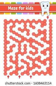 Rectangular color maze. Game for kids. Funny labyrinth. Education developing worksheet. Activity page. Puzzle for children. Cartoon character. Logical conundrum. Vector illustration.