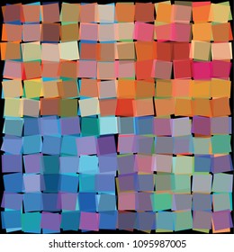 Rectangular, colored shapes random rotated and multiplied