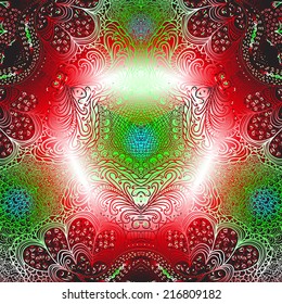 Rectangular colorful ornament on a black background