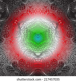 Rectangular colorful ornament on a black background