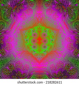 Rectangular colorful ornament on a black background