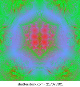 Rectangular colorful ornament on a green background
