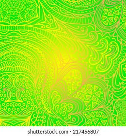 Rectangular colorful ornament on a green background