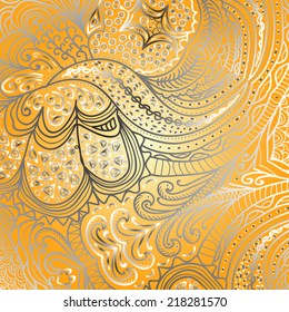 Rectangular colorful ornament on a orange background