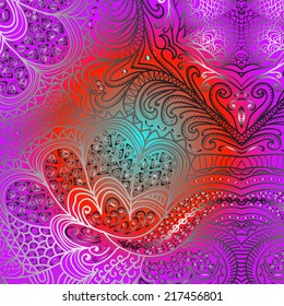 Rectangular colorful ornament on a purple background