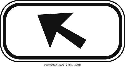 Rectangular complementary panel in black and white, isolated on white background. Application of the signaling in the direction of the arrow