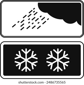 Rectangular complementary panels with snow and rain icons, isolated on white background.