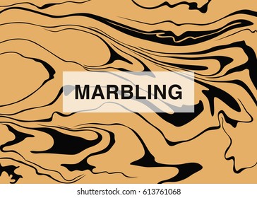 Rectangular composition of golden and black vector marbling stains version 3.