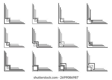 Conjunto de Elementos Elegantes de Quadro de Canto Retangular