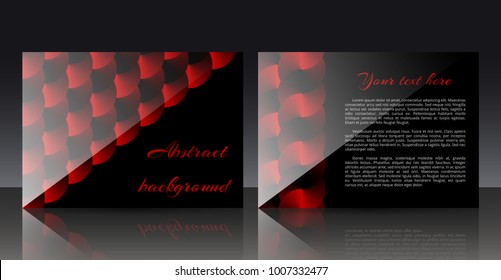 Rectangular cover of the brochure with shiny red circles and a conical gradient on the black backdrop