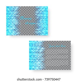 Rectangular cover of the catalog with neon beams of blue light on a transparent background for the New Year's design