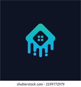 Rectangular Creative Logo Design Modern Future Technology Home Icon