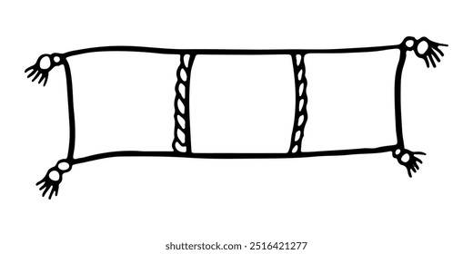 Cojín decorativo rectangular. Almohada de dormitorio de casa Doodle. Elemento interior cómodo. Boceto de almohada de tiro aislado sobre fondo blanco. Boceto de almohada de lanzamiento de sofá. Lanza la Ilustración vectorial de la almohada.